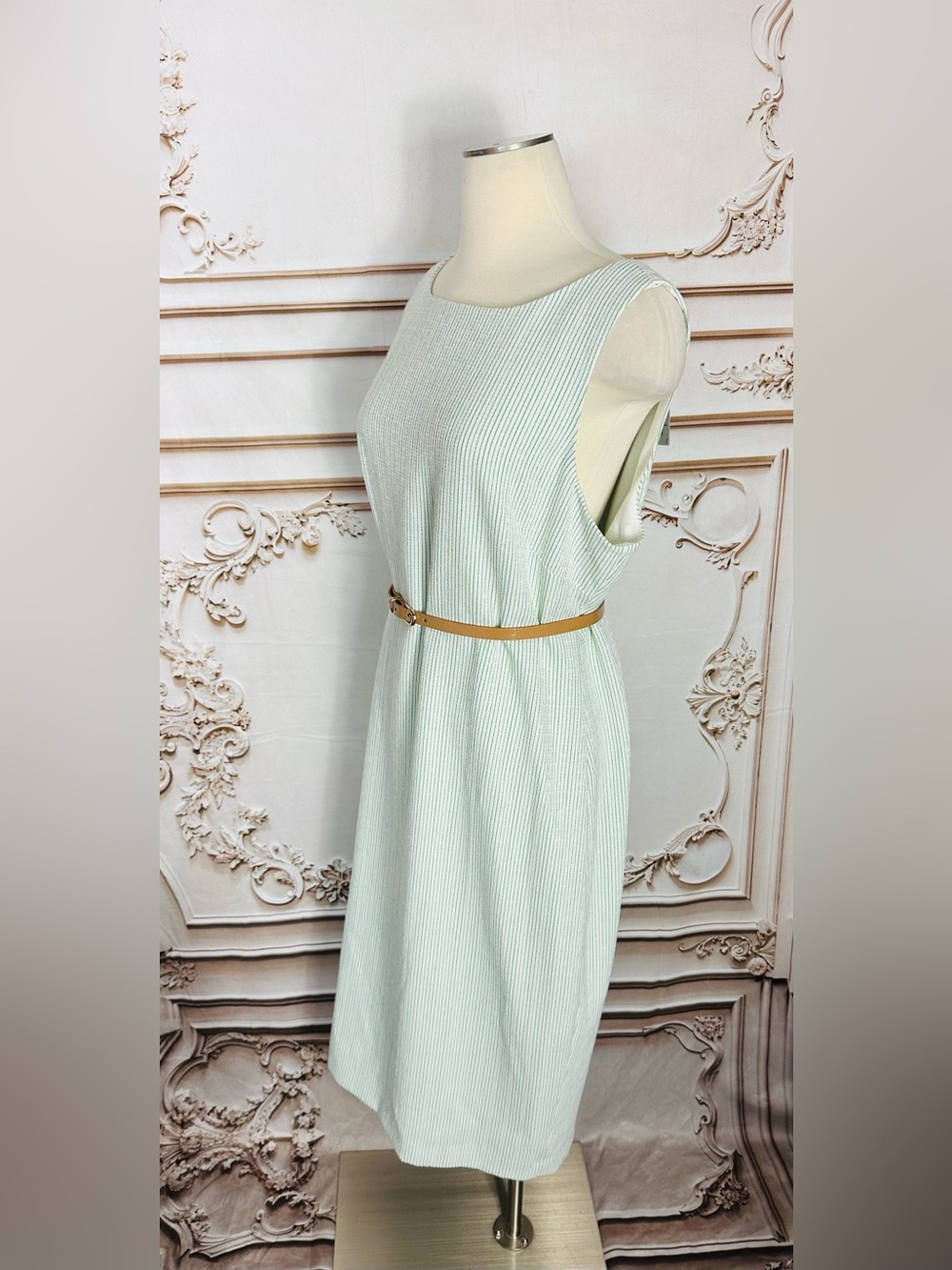 Preston & York Mint Green Sleeveless Sheath Dress with Belt - Picture 4 of 16